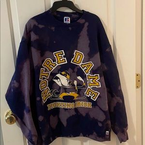 Norte dame custom bleach dye crew neck